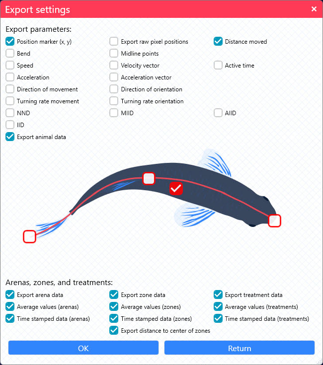 LOLITRACK 5 EXPORT SETTINGS