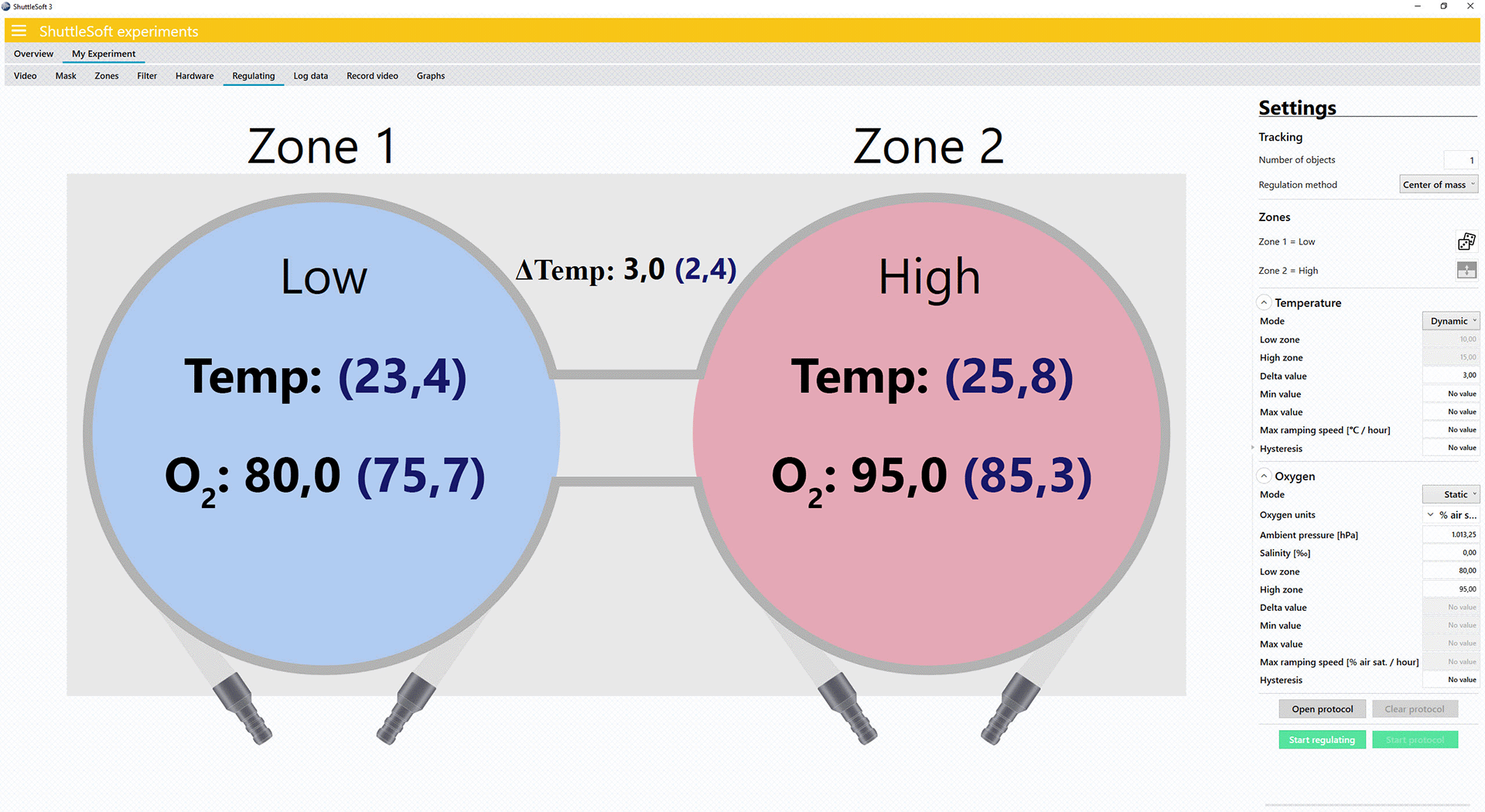 Shuttlesoft 3 Live Experiment Regulation LOW